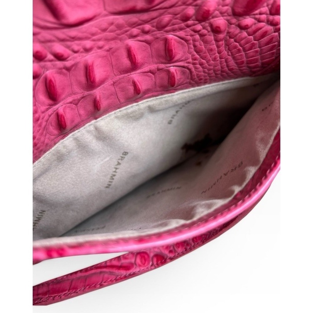 Brahmin Phoebe Taffeta Melbourne Pink Croc Embossed Crossbody Satchel STUNNING - Picture 9 of 16
